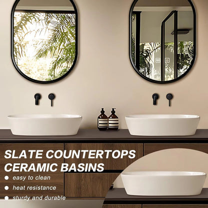 60” - 78” Simple Bathroom Vanity with Double Sinks Includes Modern Wood Design