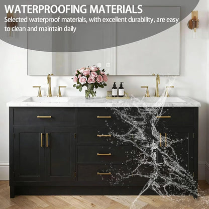 60” - 84” Black Bathroom Vanity with Smart Anti Fog Mirror