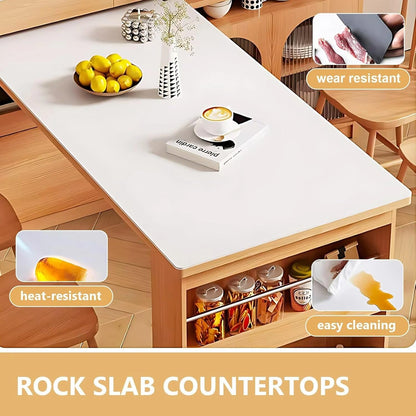 67” - 83” Exquisite Kitchen Island Includes Open Storage Space & Rotatable Table (No Chair)