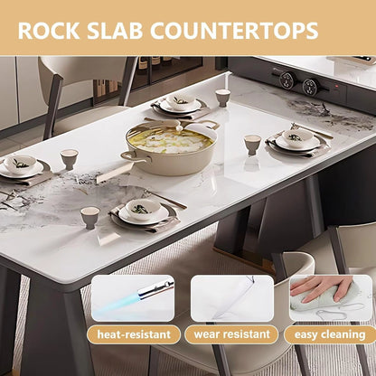 91” - 98” Grey Modern Kitchen Island Includes Trapezoidal Base & Glass Cabinet Door (No Chair)