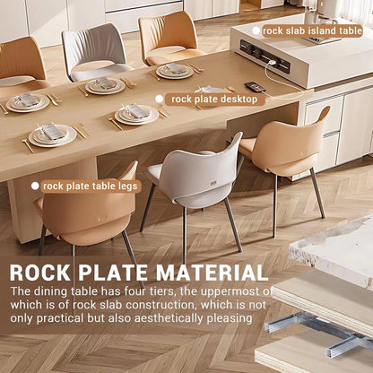 90” - 98” Solid Wood Simple Kitchen Island with Large Storage Capacity (No Chair)