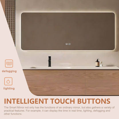 40"-72" Bath vanity solid wood rock slab one-piece basin and double basin