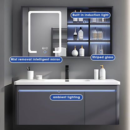 40"- 78" Bathroom Vanity with Double Basin and Defogging Mirror