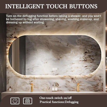 60” - 78” Wood Grain Bathroom Vanity with Separate Design & LED Defog Mirror