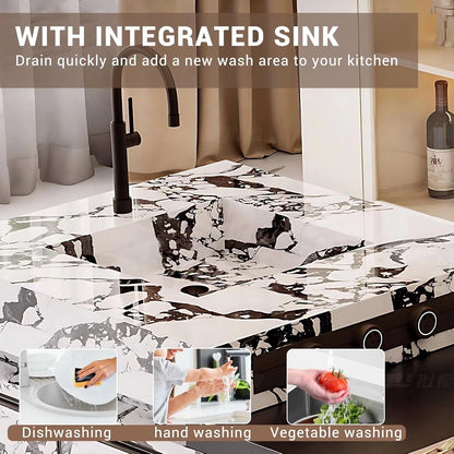 92” - 100” Modern Elegant Kitchen Island Includes Transparent Table Legs with Mood Light (No Chair)