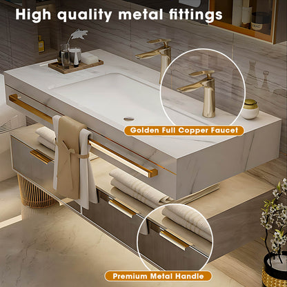 36"- 78" Bathroom Vanity with Glass Door Mirror Cabinet and Sink