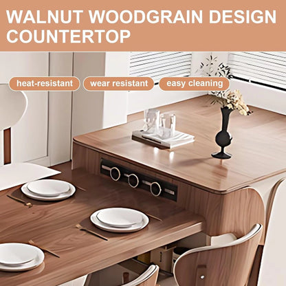 73” – 89” Natural Kitchen Island with Pull-Out Cabinets Includes Open Shelf