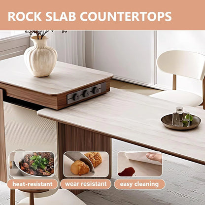 79” - 94” Diagonal Striped Kitchen Island Includes Cylindrical Base (No Chair)