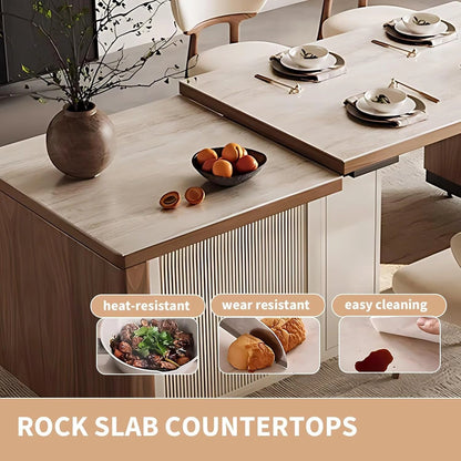 79” Simple Comfortable Kitchen Island Includes Retractable and Liftable Design (No Chair)