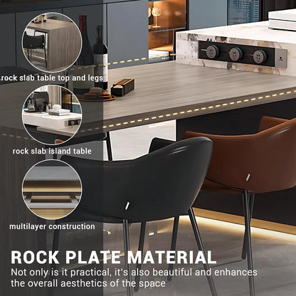 87” - 98” Kitchen Island with Atmosphere Light and Modern Design (No Chair)