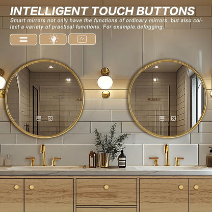 60” - 96” Elegant Cozy Bathroom Vanity with Oval Smart Lighting Mirrors