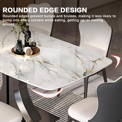 55'' White Dining Table with Unique Texture Design