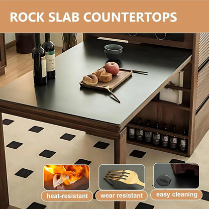 83” - 107” Exquisite Unique Kitchen Island Includes Stripe Texture Design (No Chair)