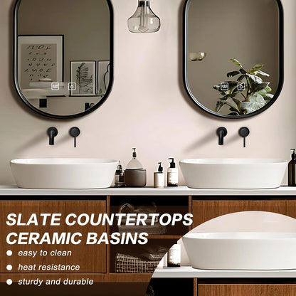 60” - 78” Wood Grain Bathroom Vanity with Open Storage Space
