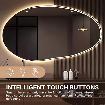 48” - 68” Brown Modern Bathroom Vanity Includes Above Counter Sink & Irregular Mirror