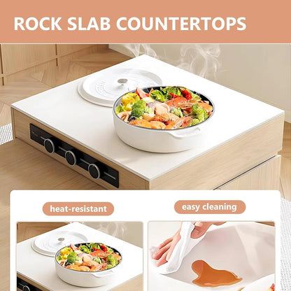 61” – 81” Log Modern Kitchen Island with Storage Includes Sliding Rail Socket