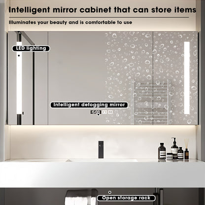 36"- 64" Wall Mounted Open storage Gray Bathroom Vanity with Single Sink &Mirror Cabinet