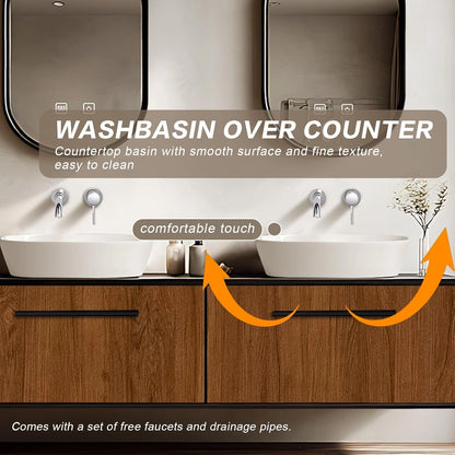 60”- 78” Unique Bathroom Vanity Includes Log Cabinet & Black Frame Mirror