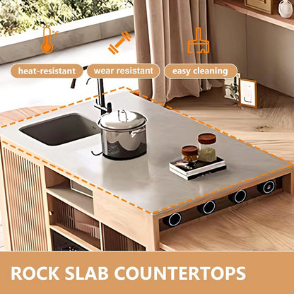 102” - 118” Exquisite Simple Kitchen Island Includes Cylindrical Base