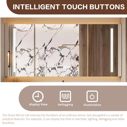 44"-64" Wall Mounted Bathroom Vanity With Single Sink And Smart Led Mirror Cabinet