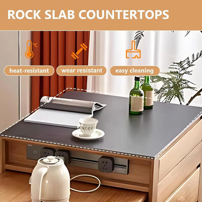 52” - 76” Rustic Log Kitchen Island Includes Rectangular Socket & Drawers (No Chair)