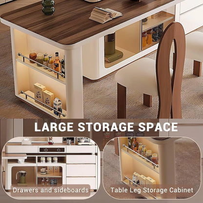 57” - 73” Retro Modern Kitchen Islands with Storage and Wheels (No Chair)