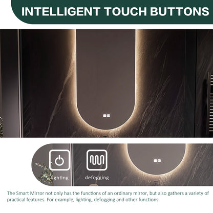 36"- 64" Bathroom Vanity with Wall Mounted Led Oval Mirror and Single Sink