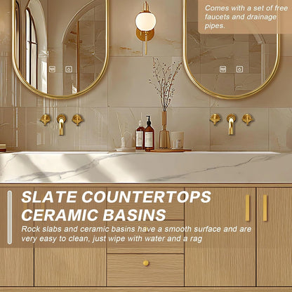 64” - 96” Freestanding Bathroom Vanity Includes Enclosed Space Storage Cabinets