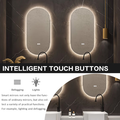 72"- 100" Bathroom Vanity With Oval Smart Mirror  and Double Sink