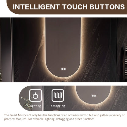 36"- 64" Bathroom Vanity with Wall Mounted Led Oval Mirror and Single Sink