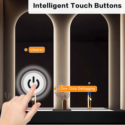 56"- 78" Wall Mounted Double Ceramics Sink With Oval Mirror LED Lighting