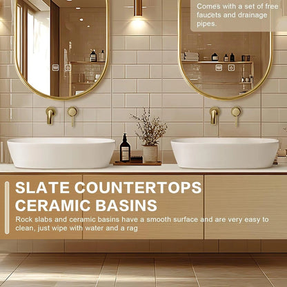 60” - 84” Simple Fashionable Bathroom Vanity Includes Log & Closed Storage Cabinets