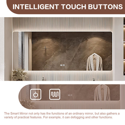 56"-80" Modern stylish bath vanity big smart mirror solid wood waterproof material