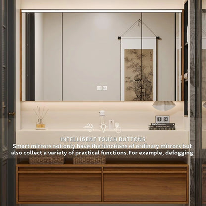 48” - 64” Wood Grain Bathroom Vanity with Rock Slab Integrated Sink