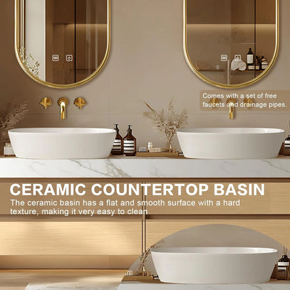 60” – 96” Exquisite Floating Bathroom Vanity Includes Above Counter Sinks & Irregular Mirror