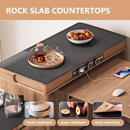 59” Practical Natural Kitchen Island Includes Extra Independent Island