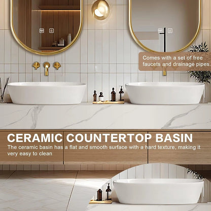 60” – 96” Bathroom Vanity Includes Wood Grain Cabinet & Above Counter Basins