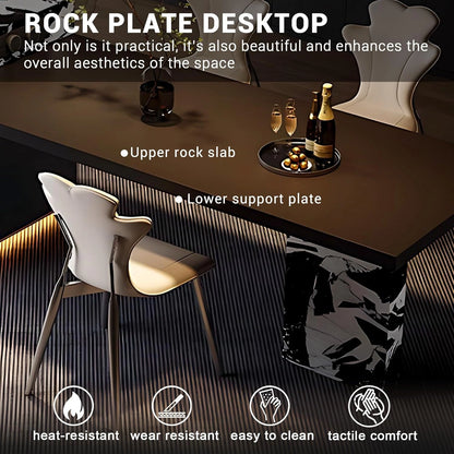 81” - 105” Modern Black Kitchen Island with Extendable Dining Table & LED Light (No Chair)