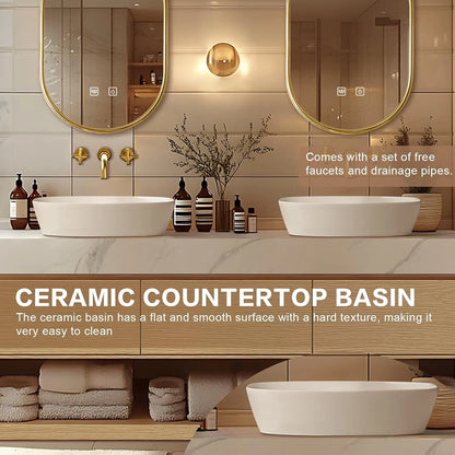 60” - 96” Floor-Standing Bathroom Vanity Includes Solid Wood Open Storage Cabinet