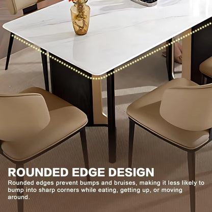 63” - 71” Minimalist Dining Table with Geometric Openwork Base (No Chair)