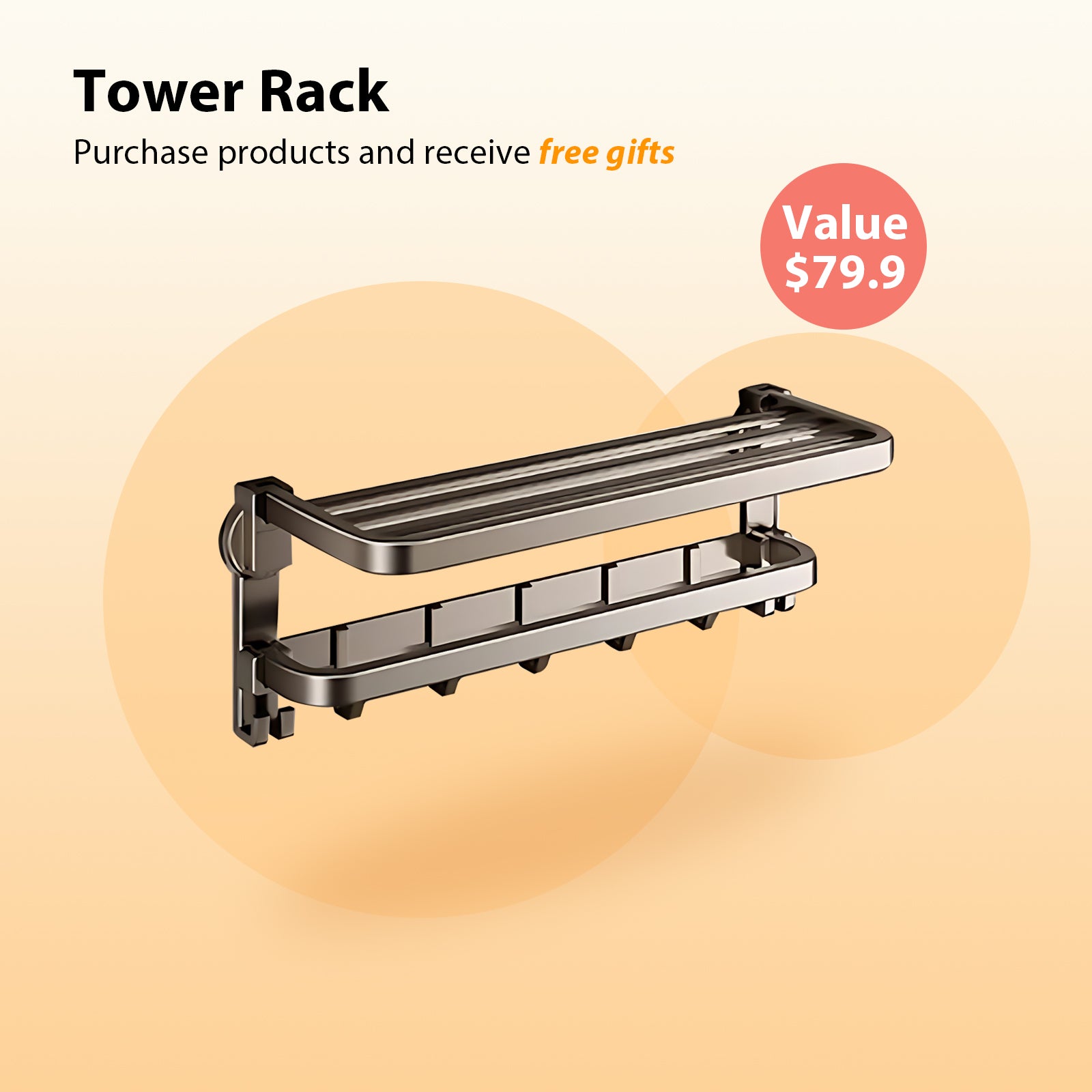 （Can only be shipped together with the bathroom vanity ）No-Drill Suction Cup Towel Shelf