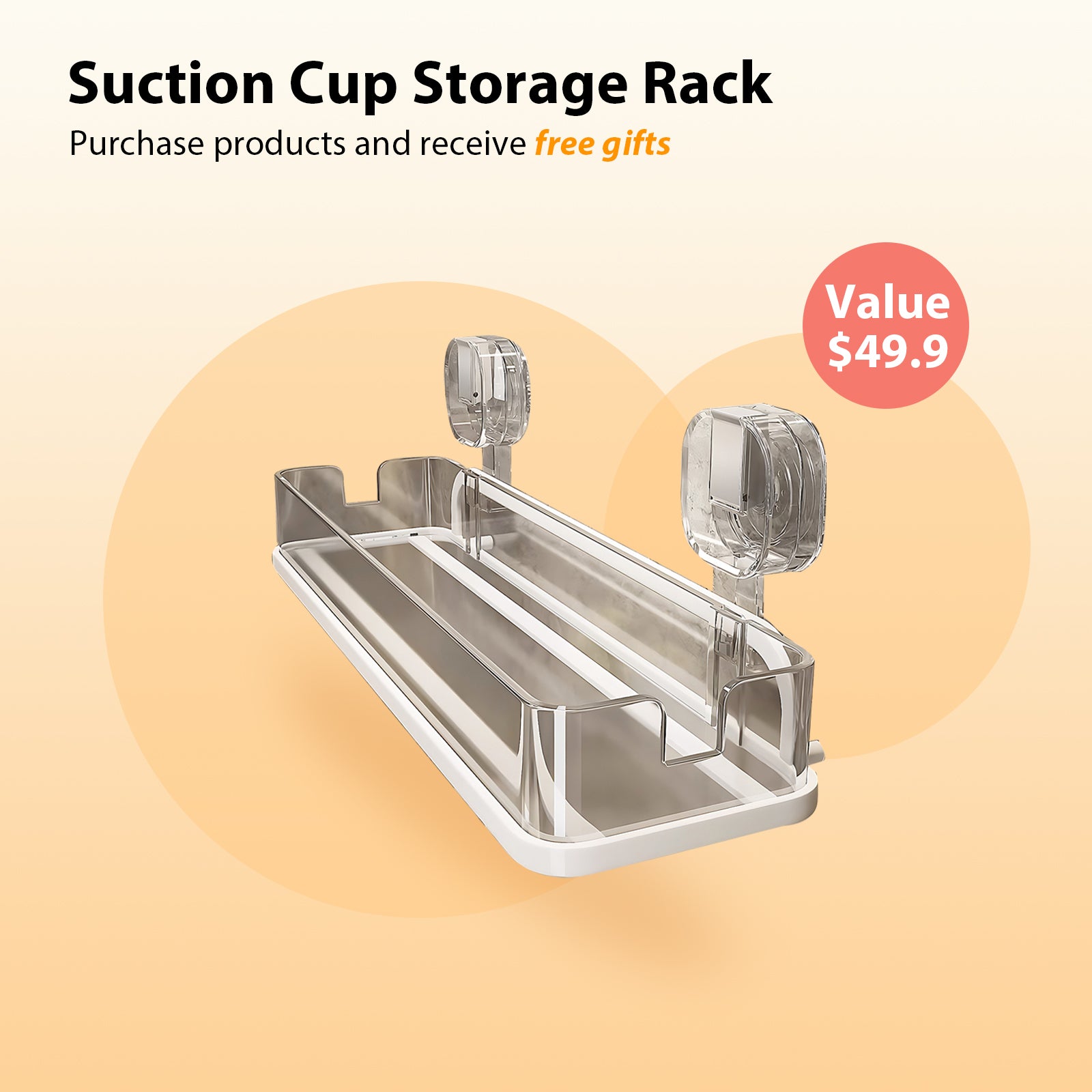 （Can only be shipped together with the bathroom vanity）Suction Cup Storage Rack for Bathroom