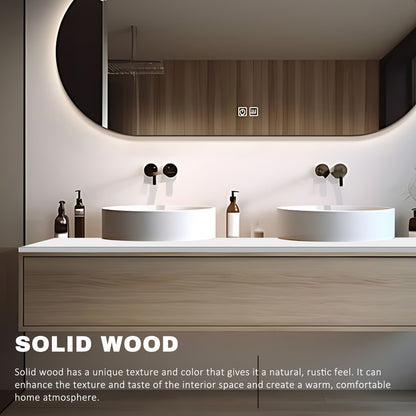 52“- 64” Solid Wood Bathroom Cabinet Dresser Vanity Double Basin Set
