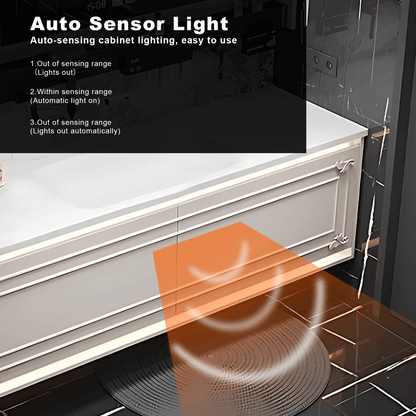 36"- 72" White Wall Mounted Bathroom Vanity with Single Sink and Round Smart LED Mirror