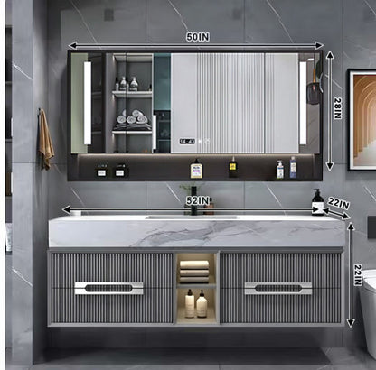 40"- 78" Modern Bathroom Vanity Set with LED Defogging Mirror and Sink