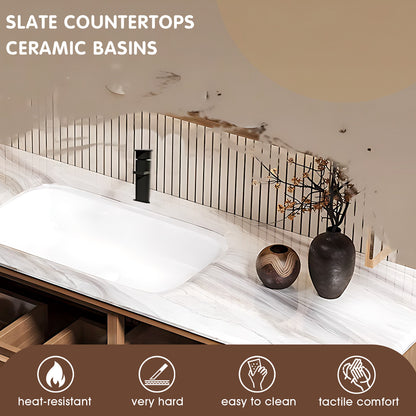 52"- 64" Wall Mounted Solid Wood Bathroom Vanity Set with Mirror and Ceramic Basin