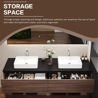 52"- 72" Wall Mounted Bathroom Vanity Set with Smart Mirror & Double Ceramic Sink