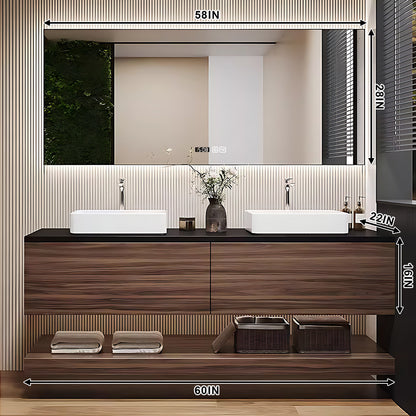 52"- 72" Wall Mounted Bathroom Vanity Set with Smart Mirror & Double Ceramic Sink
