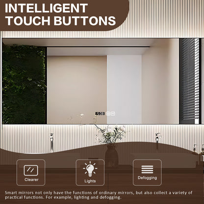52"- 72" Wall Mounted Bathroom Vanity Set with Smart Mirror & Double Ceramic Sink