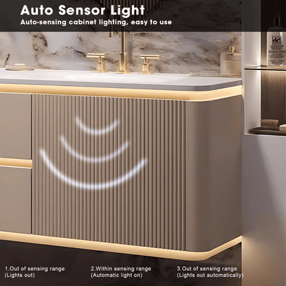 52"- 78" Bathroom Vanity with Double Sink & Lntelligent Defogging Mirror